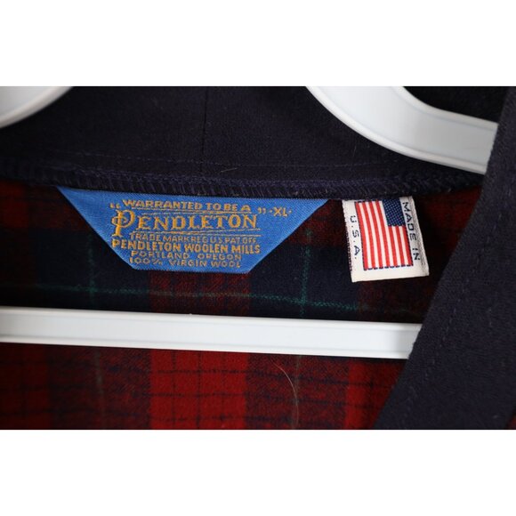 Vintage 70s Pendleton Mens Size XL Virgin Wool Knit Cardigan Sweater Plaid USA - Picture 8 of 11